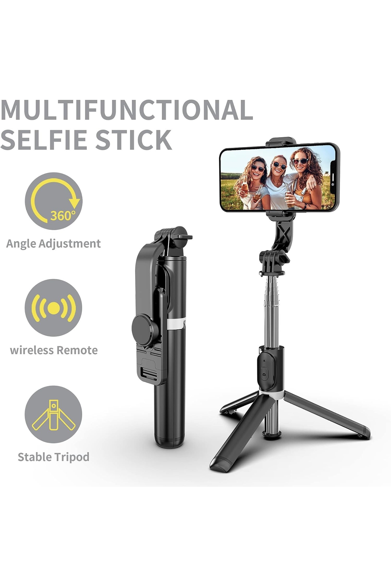 Selfie Stick Tripod With Bluetooth Remote